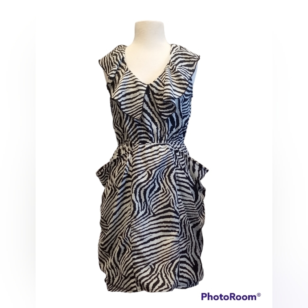 Wrapper Zebra Print Midi Dress